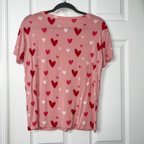 Kyte Baby Women's Bamboo Relaxed Fit Pink Hearts V-Neck Top Size XS - Picture 3 of 3